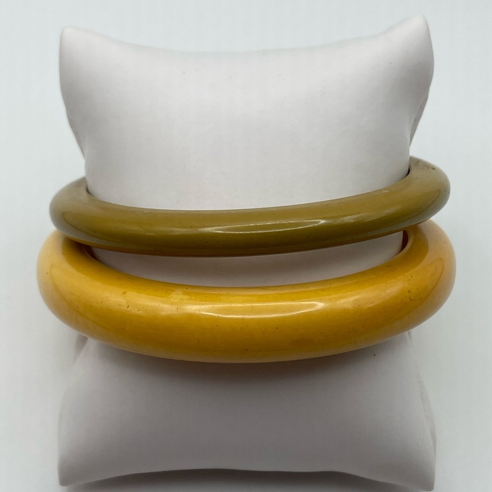 Pair of Bakelite Bangle Bracelets Muted Spring Colors